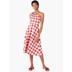 Kate Spade red/white Gingham One-shoulder dress